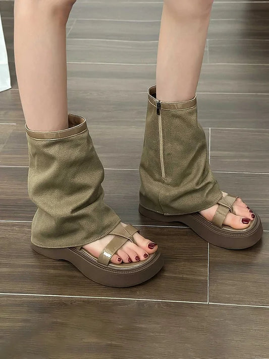Stiefel mit Geteiltem Zehenbereich und Reißverschluss für Damen