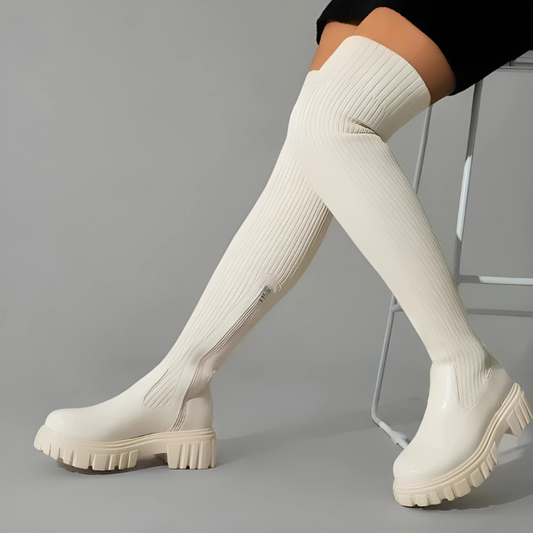 Overknee-Stiefel mit Dehnbarem Material und Profilsohle für Damen