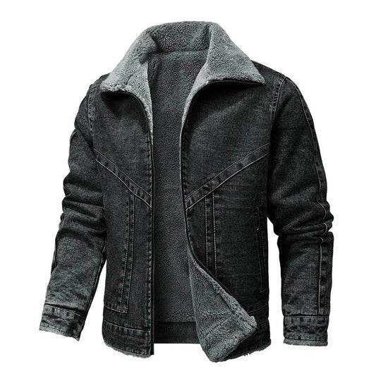Biker Jacke mit Fleece-Futter und Reißverschluss für Herren