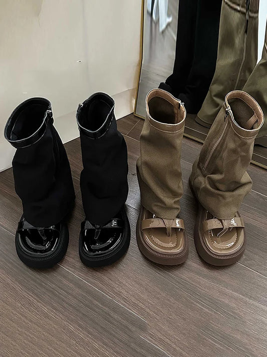 Stiefel mit Geteiltem Zehenbereich und Reißverschluss für Damen