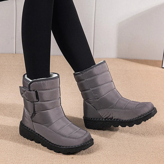 Winterstiefel mit Klettverschluss und gepolstertem Fußbett für Damen